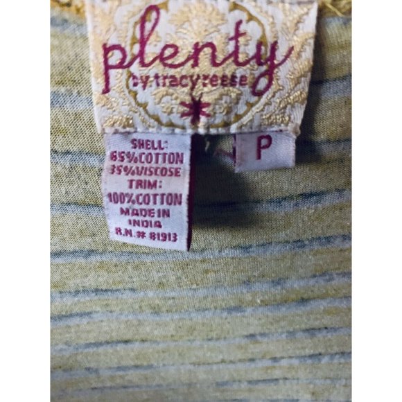 Plenty By Tracey Reese Shirt Yellow Tunic Wrap Tie Belt Petite - Picture 3 of 10